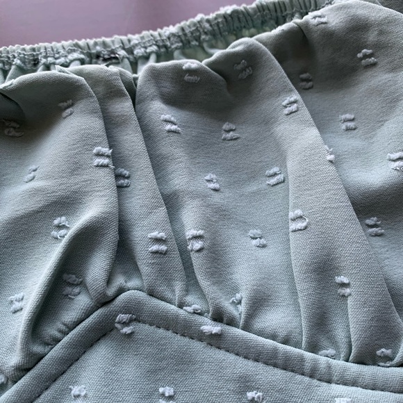 NWOT Puff sleeve blue crop blouse - Picture 2 of 6